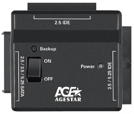 Переходник HDD AgeStar FUBCP2 IDE SATA пластик черный 2.5" 3.5" 5.25"
