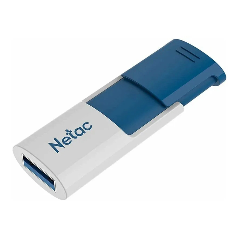 Флеш диск 128GB USB 3.0 Netac U182 белый/синий, выдвижной механизм NT03U182N-128G-30BL