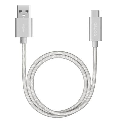 Дата-кабель USB-Type-C Cablexpert CC-U-USBC02S-1.8M Длина 1.8м, Цвет серебристый, Тканевая оплетка, Интерфейс USB 2.0, Максимальная сила тока 5А
