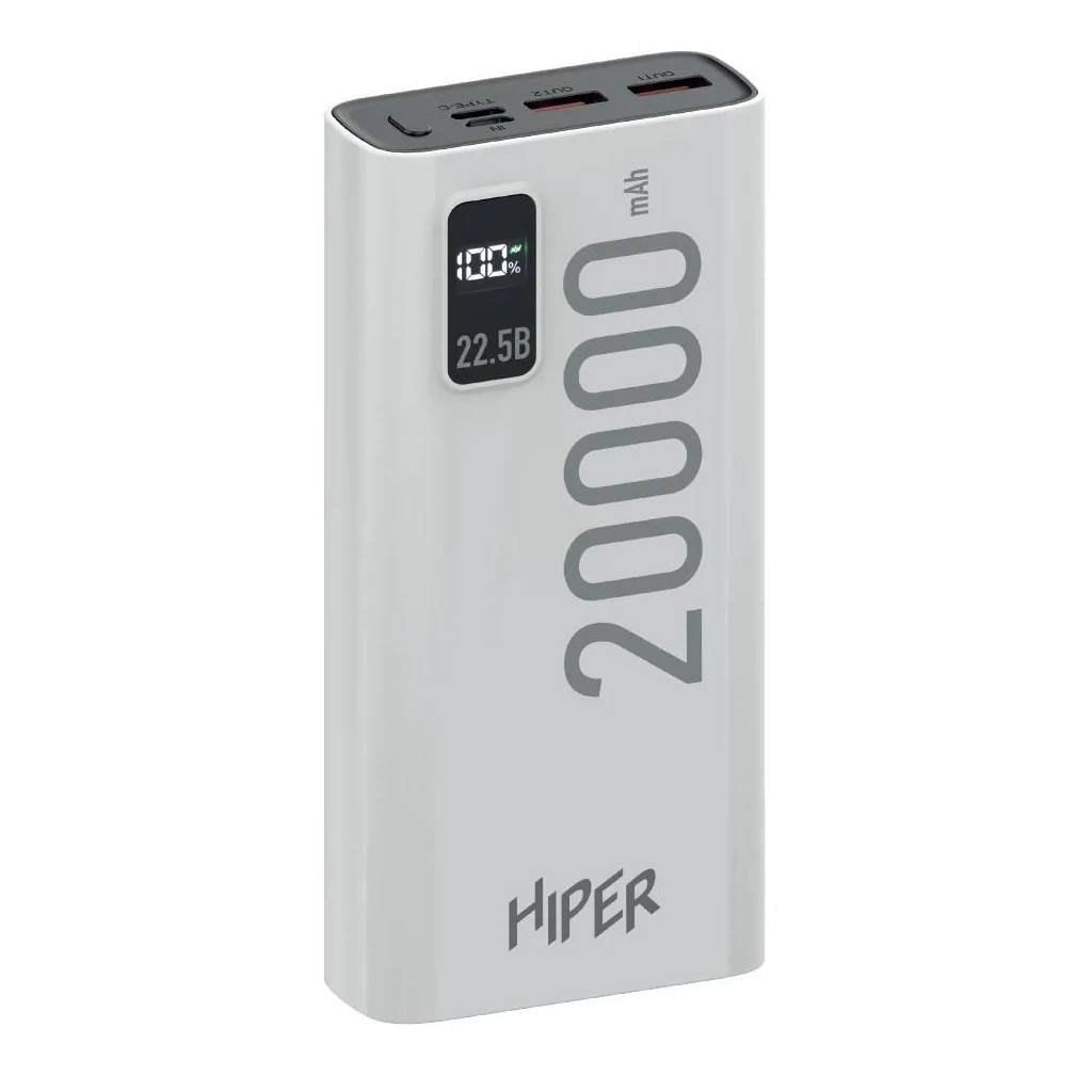 Мобильный аккумулятор Hiper EP 20000 20000mAh 3A QC PD 2xUSB белый