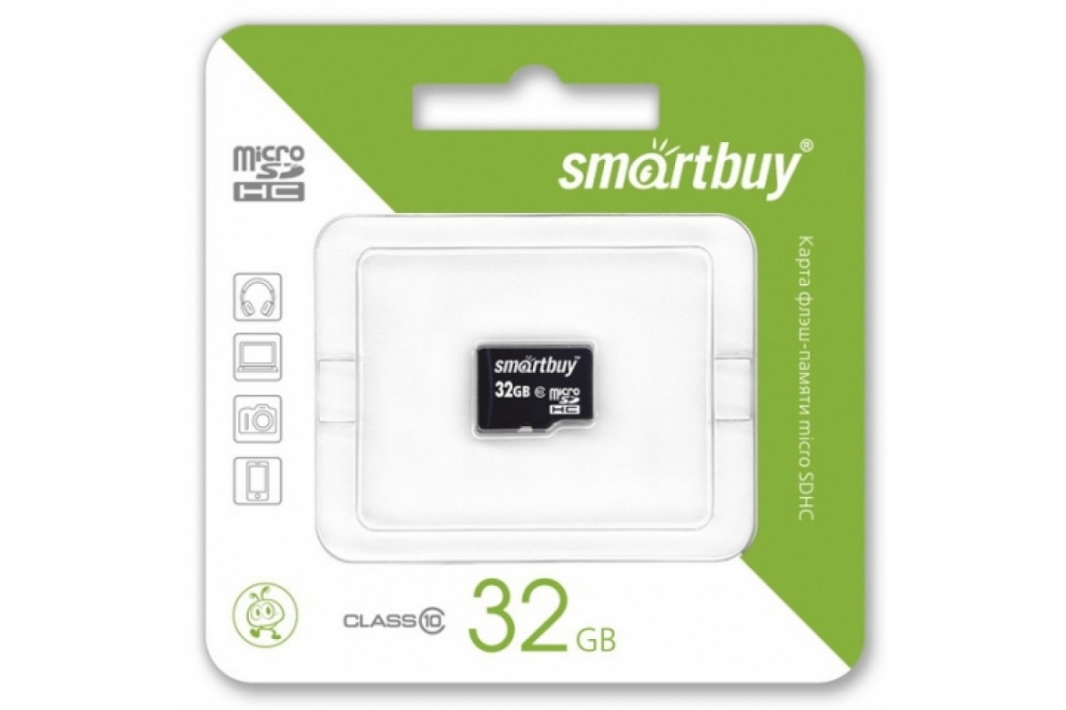 Карта памяти Micro-SD 32Gb Class 10, Smart Buy UHS-I (без адаптеров)