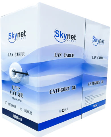 Кабель сетевой SkyNet Premium UTP-LSZH 4x2x0,51, низкое дымовыделение, нулевое содержание галогенов, медный, FLUKE TEST, кат.5e, однож., 305 м, box, оранжевый