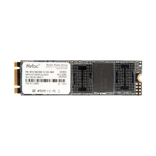 Твердотельный накопитель SSD M.2 512Gb Netac N535N M.2 2280 SATAIII 3D NAND, R/W up to 540/490MB/s (NT01N535N-512G-N8X)