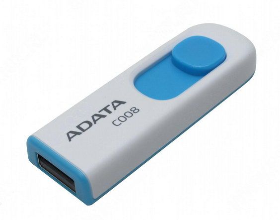 Флеш диск 16GB  USB 2.0 A-Data C008 Белый/ синий (AC008-16G-RWE)