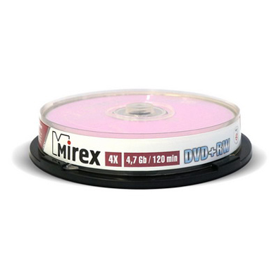 Диск DVD+RW 4,7Gb 4x Mirex (по 10 штук/уп cake box) UL130022A4L