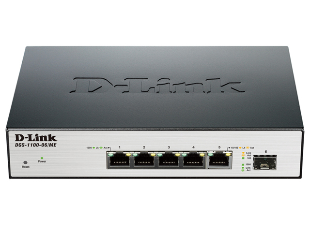 Коммутатор  5TP D-Link DGS-1100-06/ME/A1B Компактный управляемый коммутатор 5x10/100/1000Mbps +1xSFP