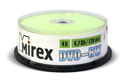 Диск DVD-RW 4.7Gb 4x Mirex (25шт/уп) (UL130032A4M)