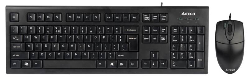 Клавиатура + мышь A4 KR-8520D черный/черный, интерфейс USB, проводной