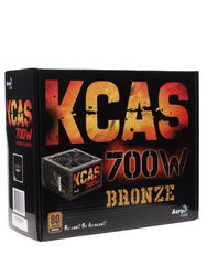 Блок питания 700Вт Aerocool KCAS-700W bronze, ATX, стандарт 80+ gold, питание МП (24+4+4pin), 7xSATA, размер вентилятора 120мм.