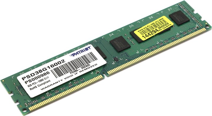 Память DIMM DDRIII 8Gb 1600MHz Patriot (PSD38G16002)
