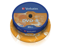 Диск DVD-R 4.7Gb 16x Verbatim (25шт/уп) 43522