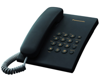 Телефон Panasonic KX-TS 2350RUB черный (повторный набор последнего номера, кнопка "флэш", регулировка громкости звонка, регулировка громкости динамика, возможность установки на стене)