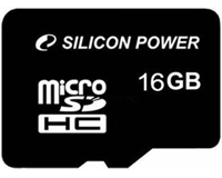 Карта памяти Micro-SD 16Gb Class 10, Silicon Power +  адаптер