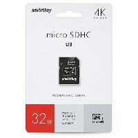 Карта памяти Micro-SD 32Gb Class 10, Smart Buy PRO U3 R/W:95/60 MB/s (с адаптером SD)