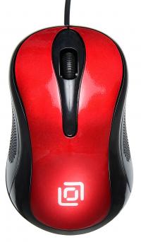 Мышь проводная Oklick 385M черный /красный (1000dpi) USB для ноутбука (2but)