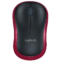 Мышь беспроводная Logitech M185  красный/черный (1000dpi)  USB1.1 для ноутбука (2but) 910-002237