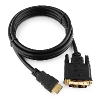 Кабель HDMI - DVI Cablexpert  CC-HDMI-DVI-6, 19M/19M,  1.8м, single link, черный, позол.разъемы, экран, пакет