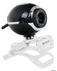 Камера WEB Defender C-090B, черная 0,3Mpx 640x480, USB 2.0, ручная фокусировка, встроенный микрофон, крепление на мониторе