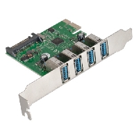 Контроллер USB 2.0 ExeGate EXE-314 PCI-E 2.0, 4*USB3.0 ext, разъем доп.питания (OEM)