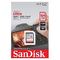 Карта памяти SD 64Gb class 10, Sandisk Ultra UHS-I 120MB/s (SDSDUN4-064G-GN6IN)