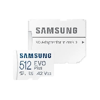 Карта памяти Micro-SD 512Gb Class 10, Samsung EVO Plus microSDXC (MB-MC512KA) A2, Video Class 30, UHS Class 1, запись - 130 Мбайт/сек, чтение - 130 Мбайт/сек