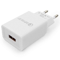Зарядное устройство сетевое 1хUSB 3A Cablexpert MP3A-PC-16, QC 3.0, 100/220V - 1 USB порт 5/9/12V, белый