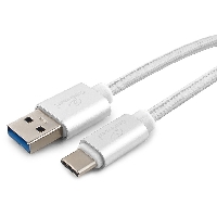 Дата-кабель USB-Type-C Cablexpert CC-P-USBC03S-1M Длина 1м, Цвет серебристый, Тканевая оплетка, Интерфейс USB 3.0