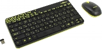 Клавиатура + мышь Logitech Wireless Combo MK240 Black мембранная, низкопрофильная, матовая чёрный с жёлтым рисунком)