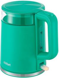 Чайник Kitfort КТ-6124-3 Цвет бюрюзовый, объем 1.2л, мощность 2200Вт, тип нагревательного элемента закрытая спираль, автоматическое отключение при отсутствии воды, контроллер STRIX, материал корпуса пластик