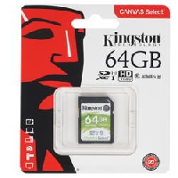 Карта памяти Micro-SD 64Gb Class 10, Kingston UHS-I Canvas Select up to 80MB/s без адапт (SDCS/64GBSP)