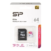 Карта памяти Micro-SD 64Gb Class 10, Silicon Power U1 A1 V10  с адаптером SD (SP064GBSTXBV1V20SP)