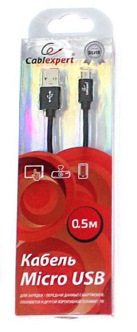 - USB-microUSB Cablexpert CC-S-mUSB01Bk-0.5M  0.5,  ,  USB 2.0