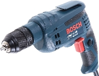 Дрель Bosch GBM 10 RE безударная 600Вт, патрон:1-10мм быстрозажимной, 0-2600об/мин, сталь-10мм, дерево-25мм, регулировка оборотов, реверс, фиксация клавиши "Пуск", 1.8кг (0601473600)