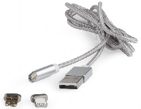 Дата-кабель комбинированный USB-microUSB+Type-C+Lightning Cablexpert CC-USB2-AMLM31-1M Длина 1м, Цвет черный, Магнитный кабель, Интерфейс USB 2.0