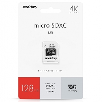Карта памяти Micro-SD 128Gb Class 10, Smartbuy PRO U3 R/W:90/70 MB/s (с адаптером SD)
