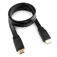 Кабель HDMI Cablexpert CC-HDMI4F-1M, 1м, v2.0, 19M/19M, плоский кабель, черный, позол.разъемы, экран, пакет