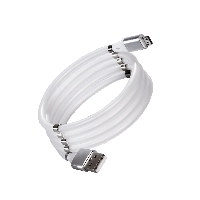 Дата-кабель USB-microUSB Smartbuy IK-12mag-NB Длина 1м, Цвет белый, самосворачивающийся (магниты на кабеле), Интерфейс USB 2.0, Максимальная сила тока 2А