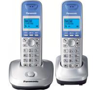Телефон беспроводной Panasonic KX-TG 2512RUS (серебристый, 2 трубки, Caller ID, точечный дисплей, телефонный справочник: 50 записей, ЭКО-режим, до 170 часов в режиме ожидания)
