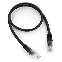 Патч-корд RG45  Cablexpert PP12-0.5M/BK кат.5e, 0.5, литой, многожильный (черный)