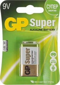 Элемент питания 9V GP Super Alkaline 1604A 6LR61 550mAh (1шт)