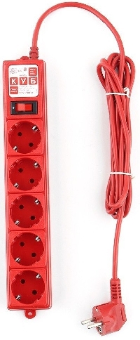 Сетевой фильтр 5 розеток 3.0 м Power Cube SPG-MXTR-14 10А красный