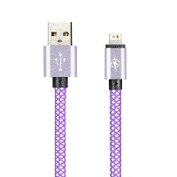 Дата-кабель USB-Lightning Smartbuy iK-512MSH violet Длина 1м, Цвет фиолетовый, Оплетка из тканевой сетки, Интерфейс USB 2.0, Максимальная сила тока 2А